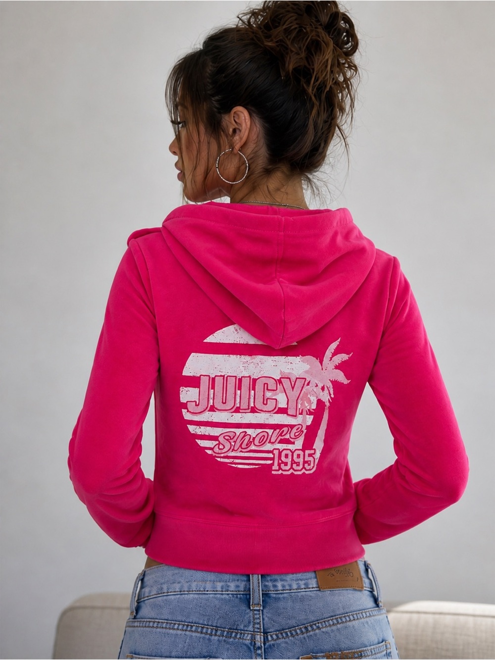 Juicy Couture Hot Pink Hooded Graphic Jacket